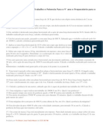 Lista de Exércicios Sobre Trabalho e Potencia Para o 9º ano e Preparatório para o IFCE