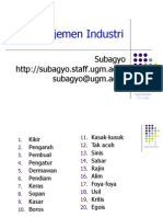 Manajemen Industri: Subagyo Subagyo@ugm - Ac.id