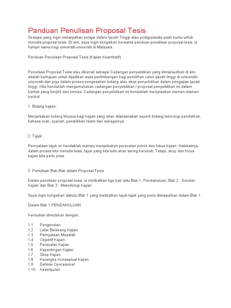 Panduan Penulisan Proposal Tesis | PDF
