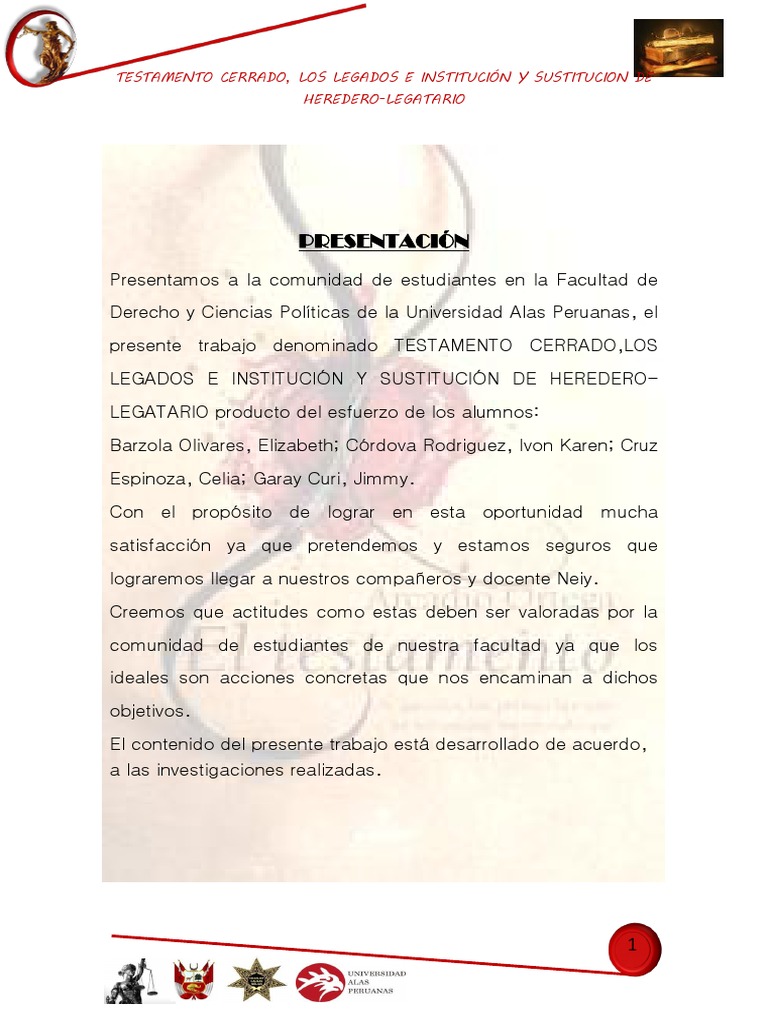 Testamento y Herencia: Guía Legal | PDF | Voluntad y testamento | Legado