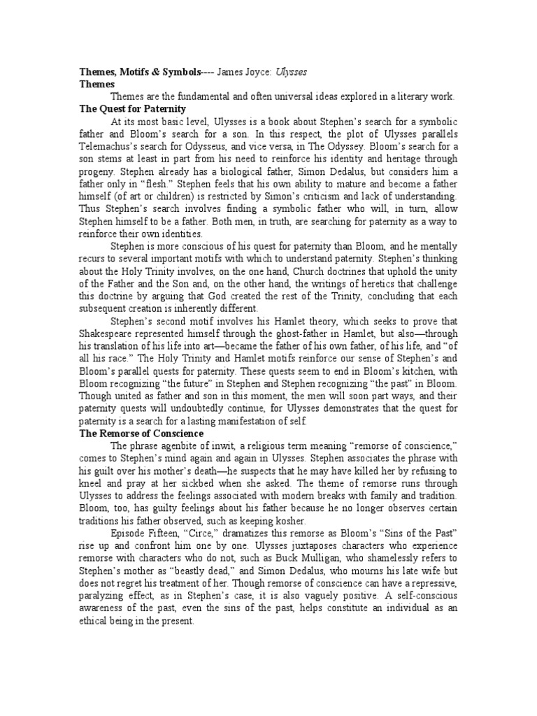 Themes James Joyce Ulysses | PDF | Ulysses (Novel) | Hero