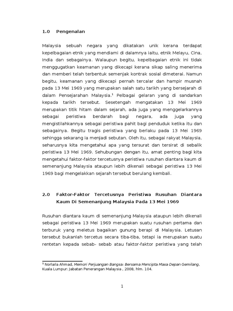 Faktor Faktor Tercetusnya Peristiwa 13 Mei Pdf