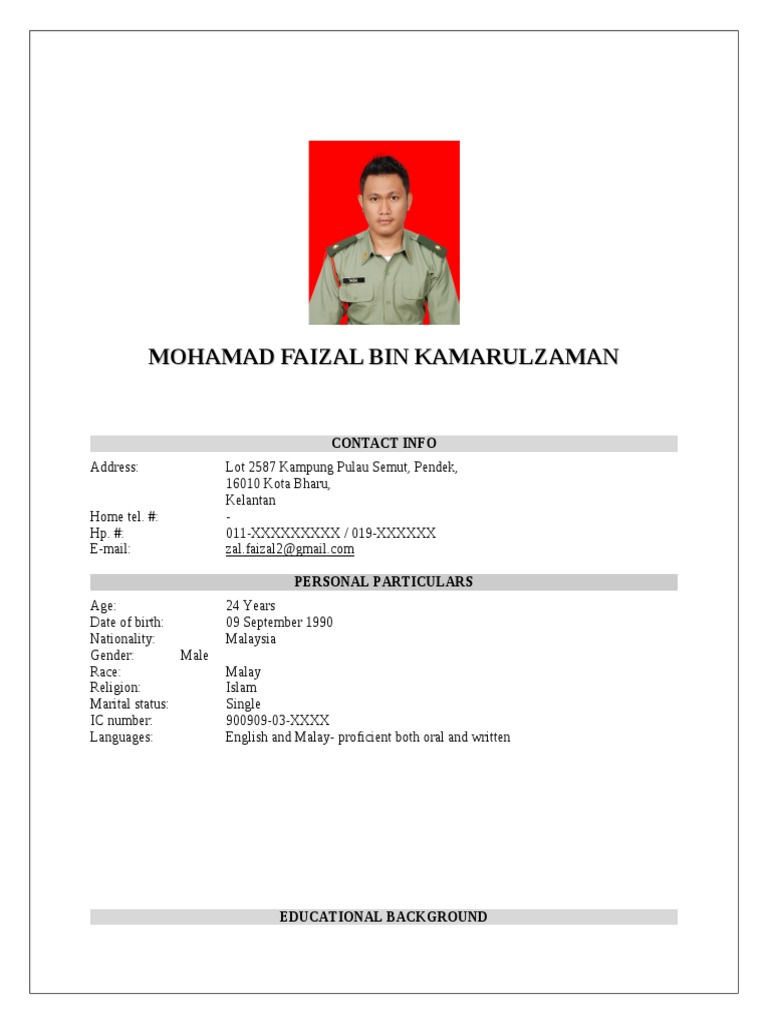 Contoh Resume Terbaik Lengkap Dan Terkini Pdf