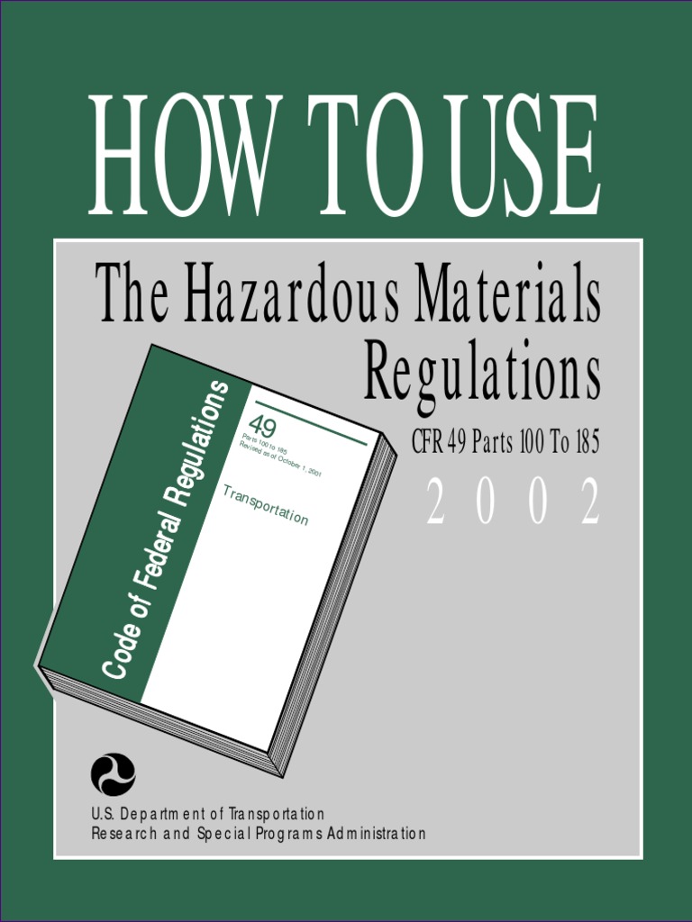 Cfr 49 Hazmat Regs Dangerous Goods Hazardous Waste