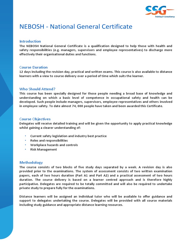 Nebosh National General Certificate Download Free Pdf