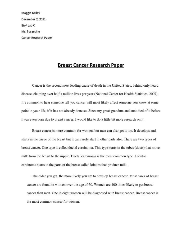 cancer research paper examples