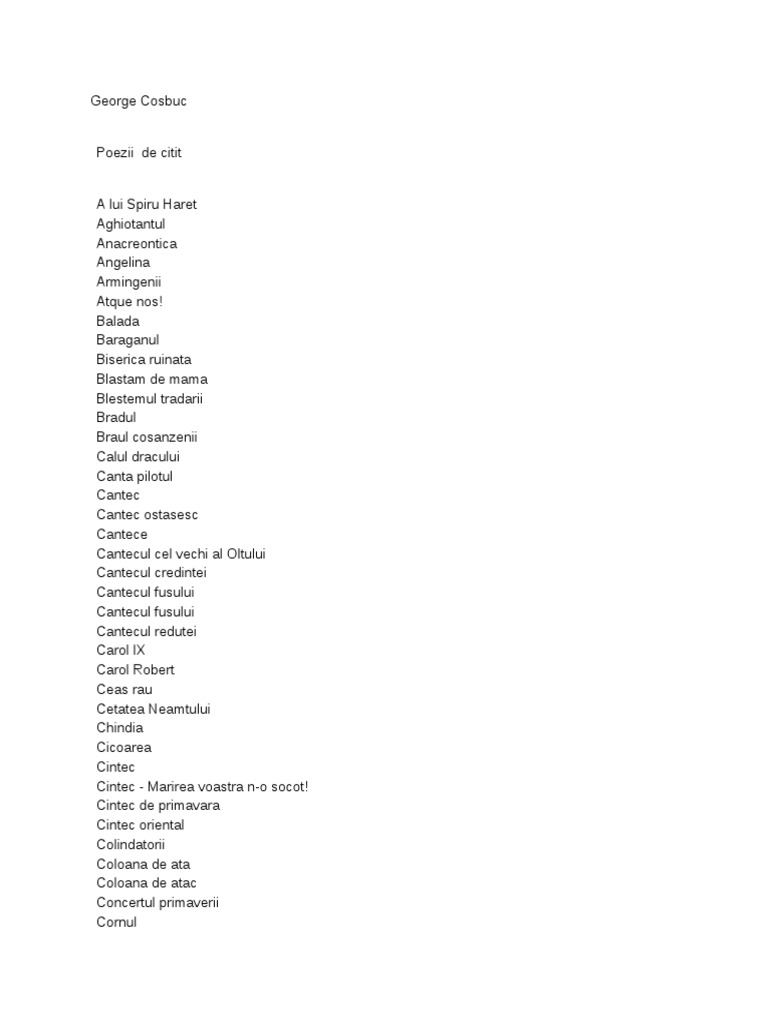 George Cosbuc Poezii De Citit