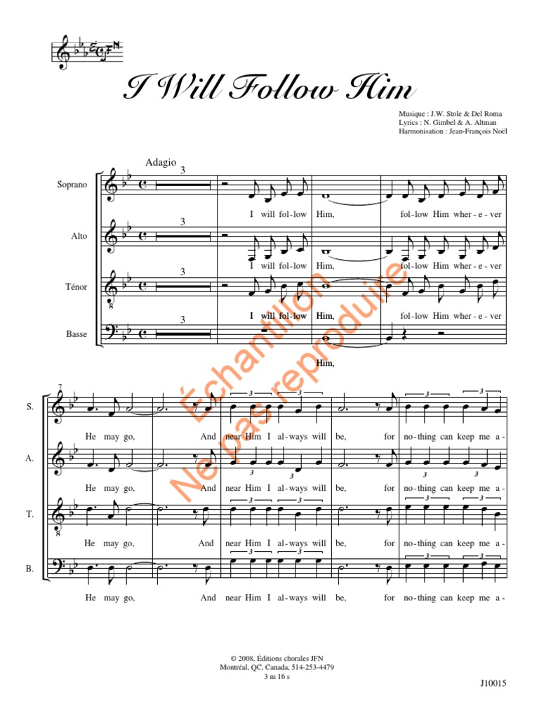 J10015 I Will Follow Him SATB