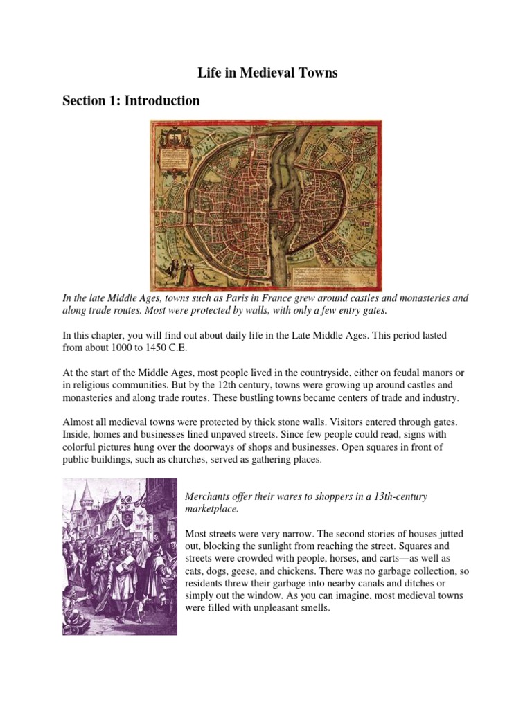 Life In Medieval Towns Text Guild Journeyman - 