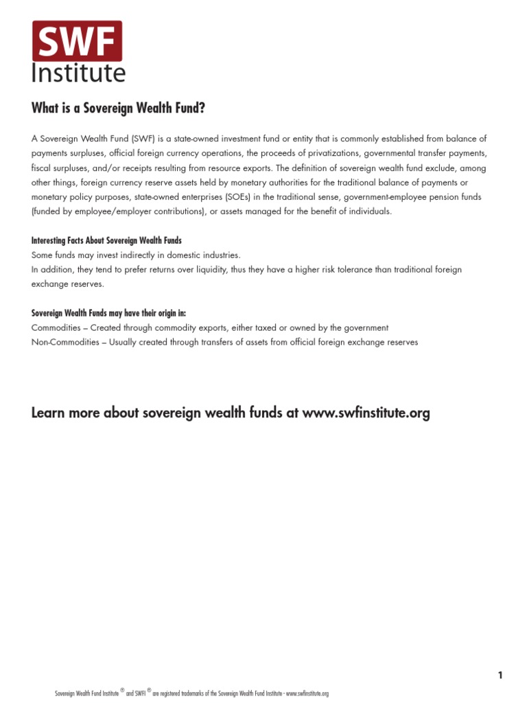 Understanding Sovereign Wealth Funds | PDF