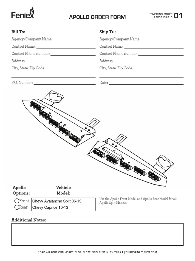 Apollo Order Form Rear Wheel Drive Vehicles Vehicles