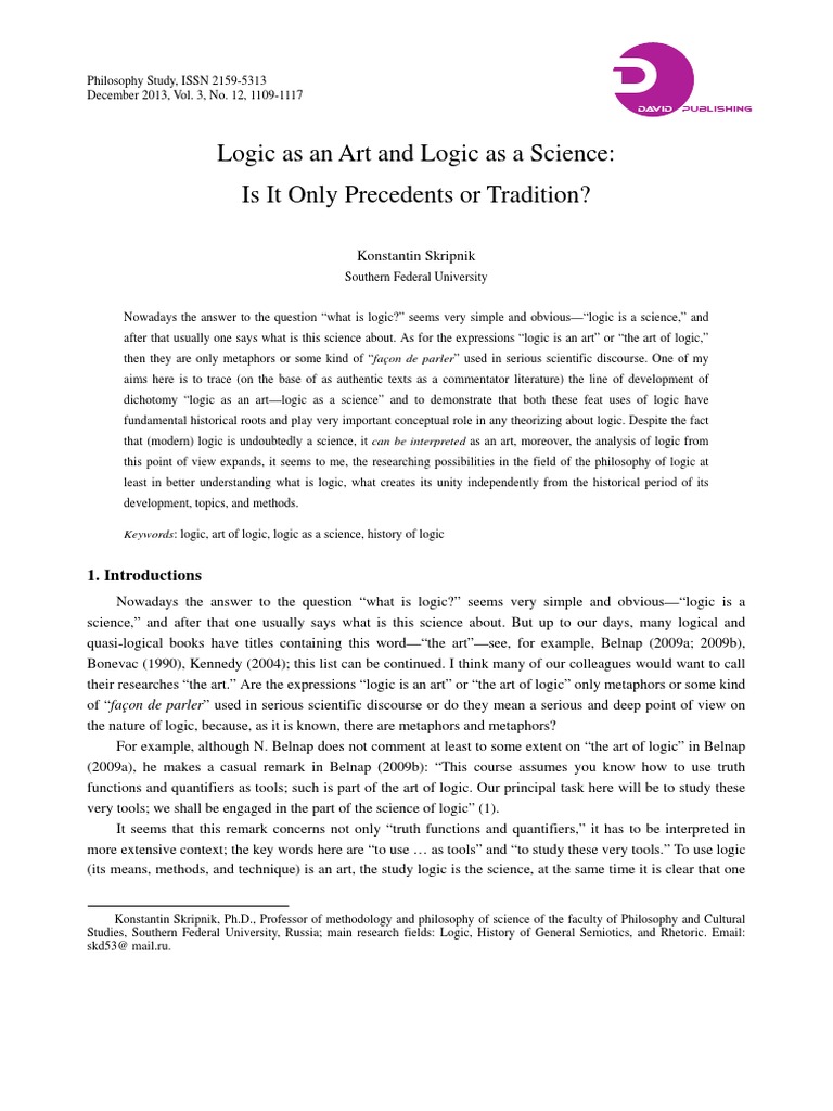 Logic: Art and Science Dichotomy | PDF | Logic | Reason