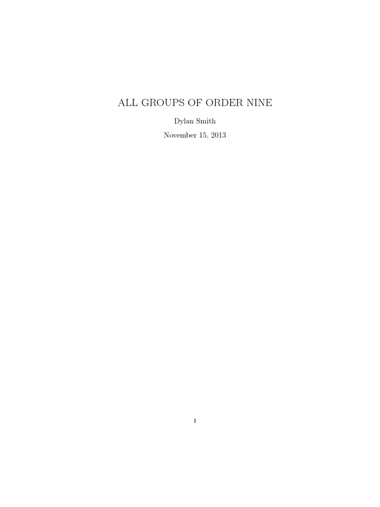Groups of Order 9 | PDF