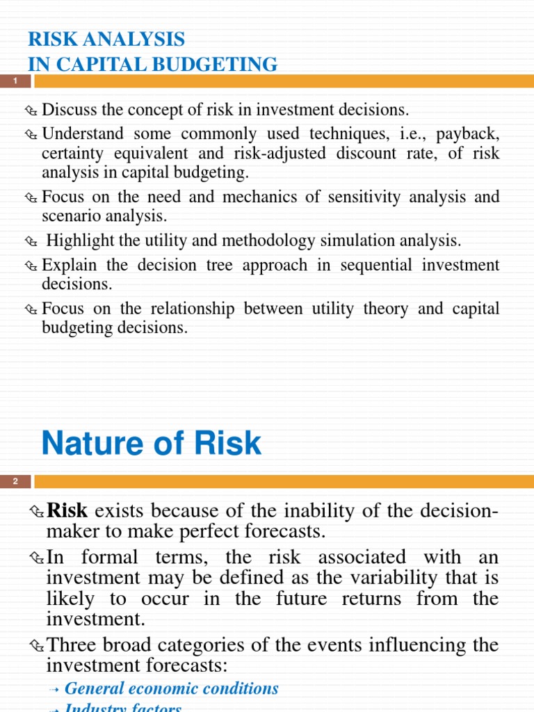 Risk Analysis Techniques in Capital Budgeting | PDF | Net Present Value ...