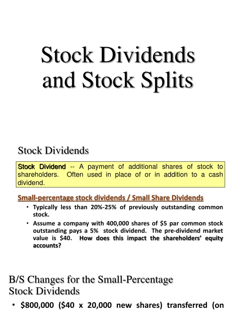 Stock Dividends and Stock Splits | PDF | Stocks | Common Stock