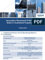 Secondary Placement of Remaining Stake in Australand Property Group