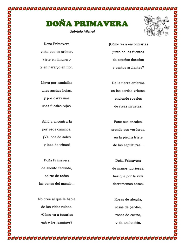 Poema "Doña Primavera" de Mistral | PDF | Hogar, jardinería y bricolaje