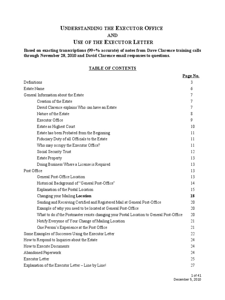 Executor Office and Letter Explained | PDF | Probate | Fiduciary