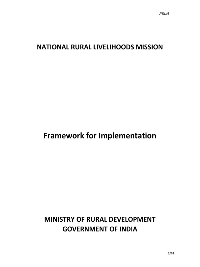 NRLM Implementation Framework Overview | PDF | Financial Inclusion ...