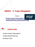 BSS010 – Project Management Week 4 Product Planning