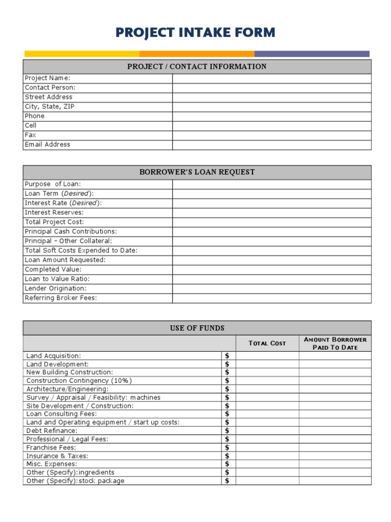 Project Intake Form | PDF | Loans | Financial Services