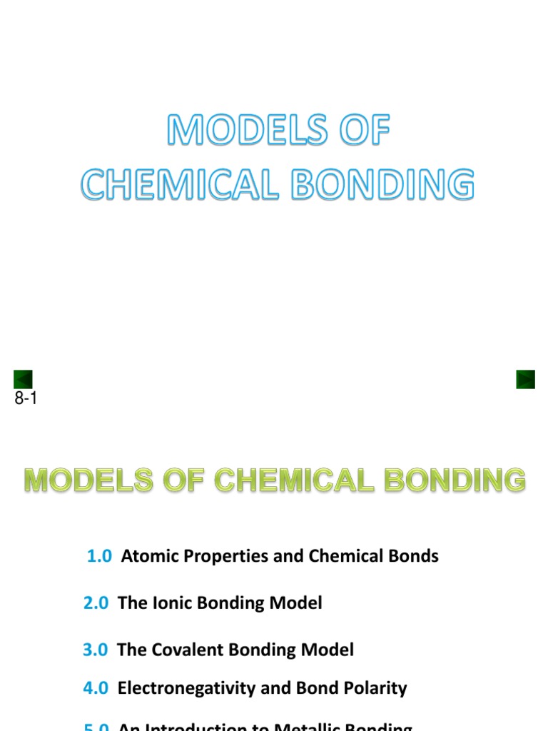 Lecture 3 Models of Chemical Bonding PDF Ionic Bonding Chemical