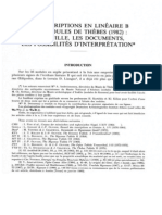 Les Inscriptions en Lineaire B Des Nodules de Thebes (1982).La fouille, les documents, les possibilités d'interprétation