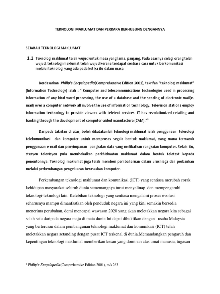 Esei Teknologi Maklumat Dan Perkara Berhubung Dengannya Pdf