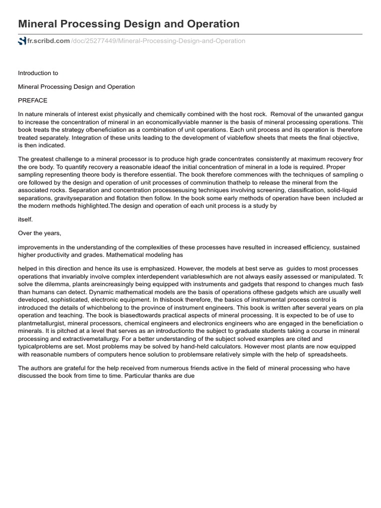 Mineral Processing Design and Operation | PDF | Science And Technology ...
