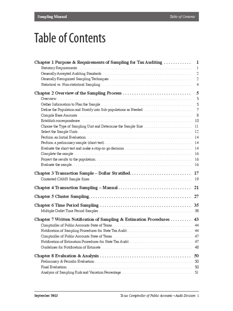 Sampling Manual: September 2013 | PDF | Financial Audit | Auditor's Report