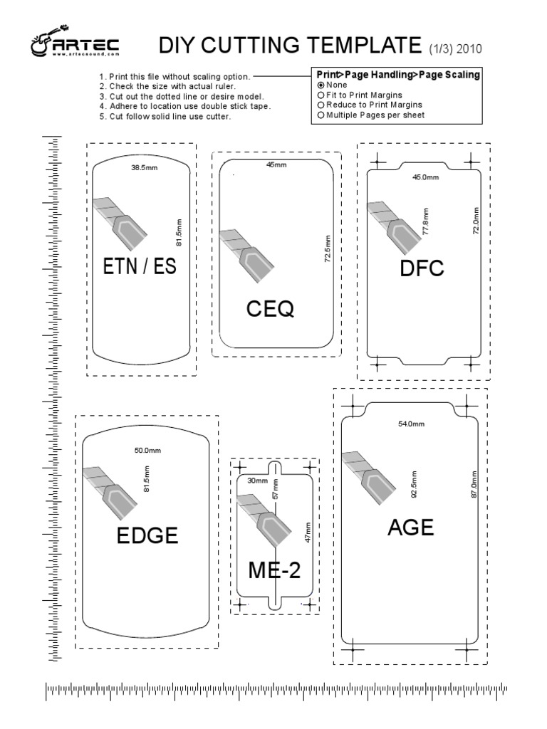 DIY Cutting Template Sizes Guide | PDF