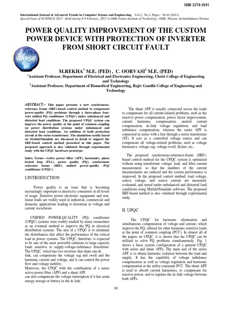 Power Quality Improvement | PDF | Power Inverter | Ac Power