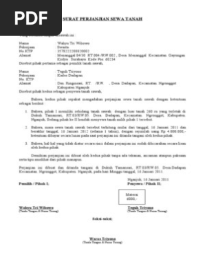 Surat Perjanjian Sewa Tanah