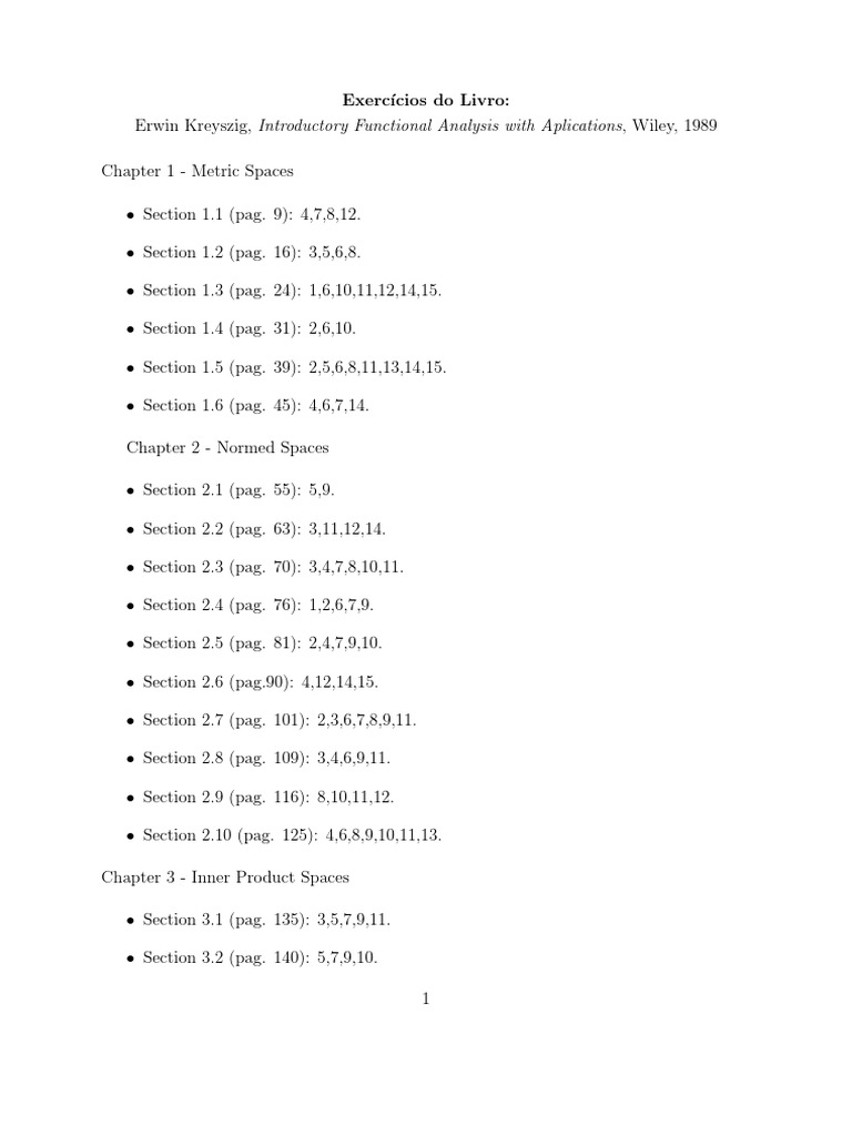 Kreyszig Functional Analysis Exercises | PDF