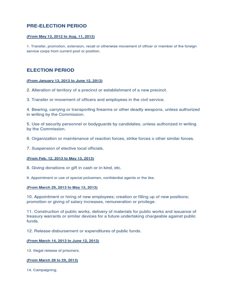 Election Period Restrictions 2013 | PDF