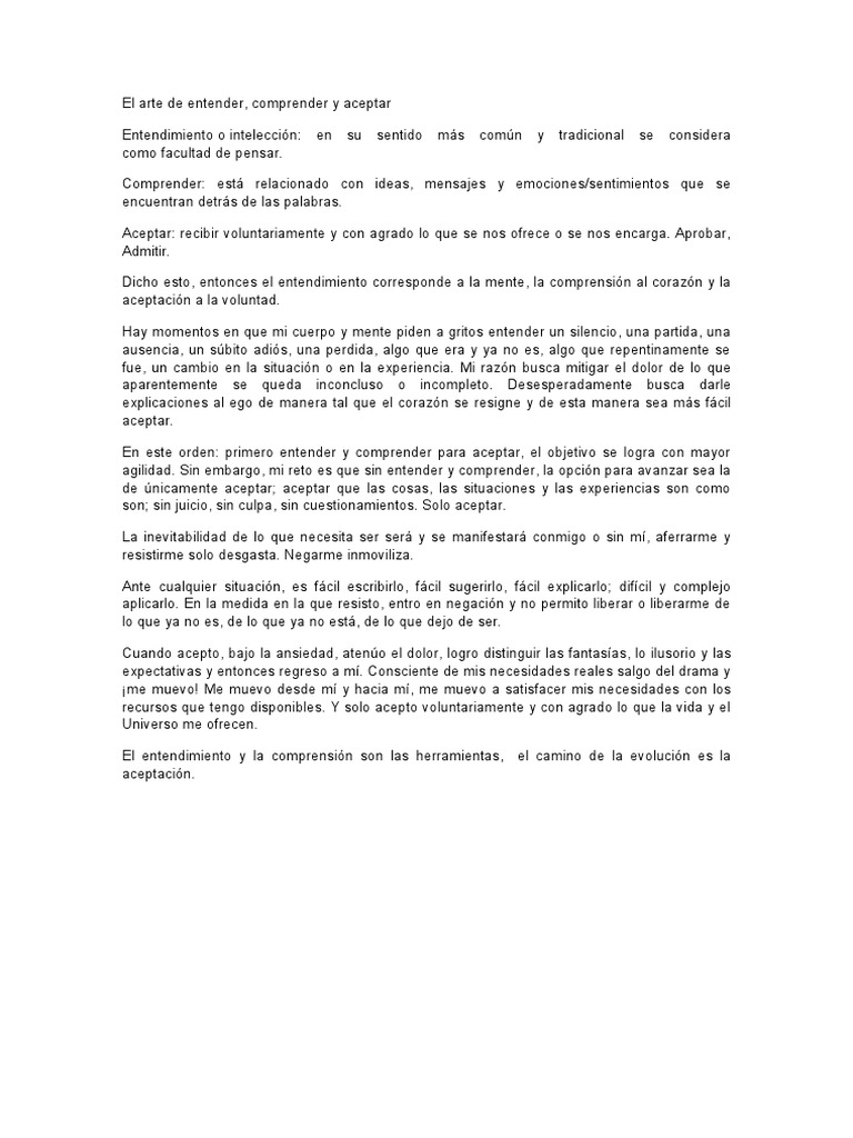 Entender, Comprender, Aceptar | PDF