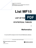 A-Level H2 Maths Formula Sheet and Statistical Tables MF15