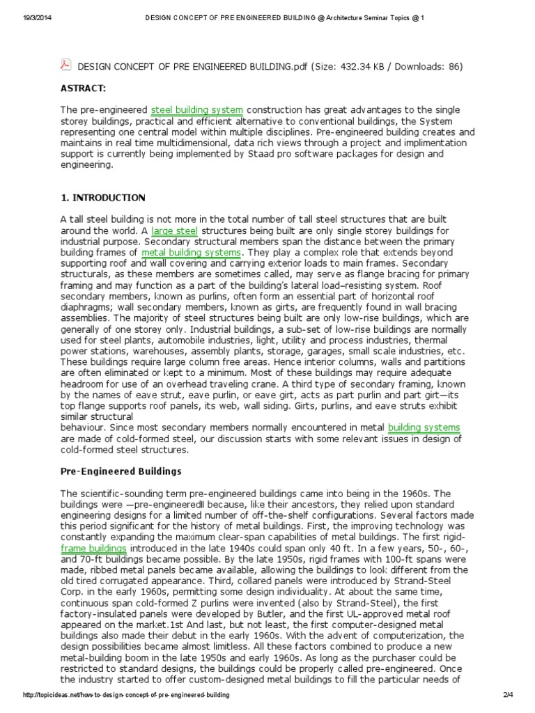 Pre-Engineered Building Design Concepts | PDF | Framing (Construction ...