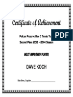 2013-2014 Tennis Award Certificates