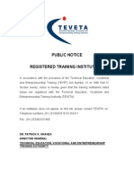 TEVET Registered Training Institutions