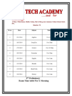 X 2nd Prilims Time Table