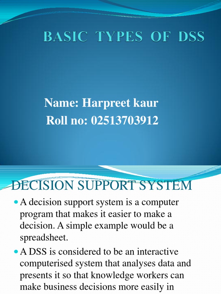 Types of Decision Support Systems Explained | PDF
