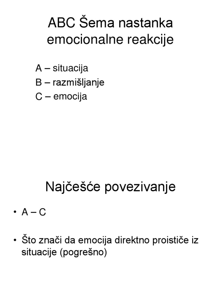 ABC Šema Nastanka Emocionalne Reakcije | PDF