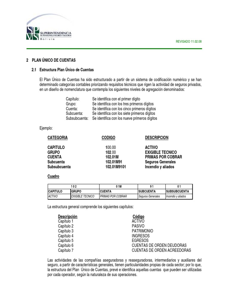 Estructura del Plan Único de Cuentas ( 27 Kb ) | Seguro | Contabilidad ...