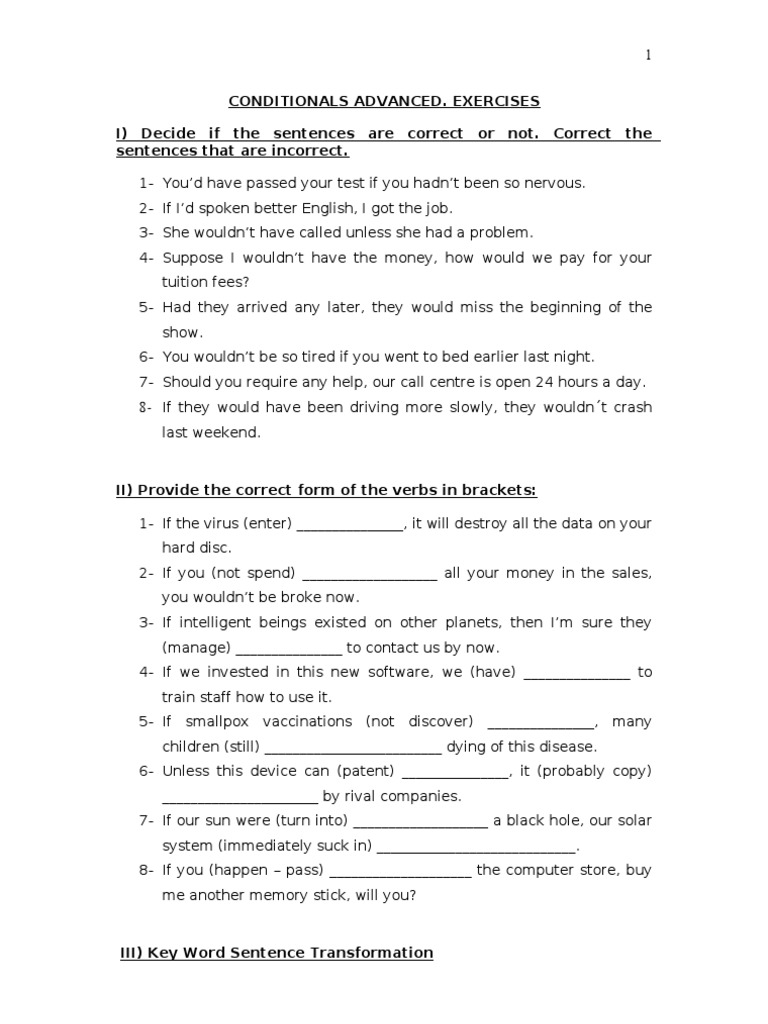 CAE Conditionals ADVANCED Exercises | PDF | Business