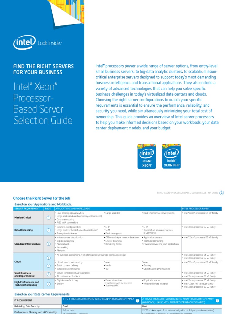 Xeon Intel Server Processor Comparison Guide Hard Disk Drive Scalability