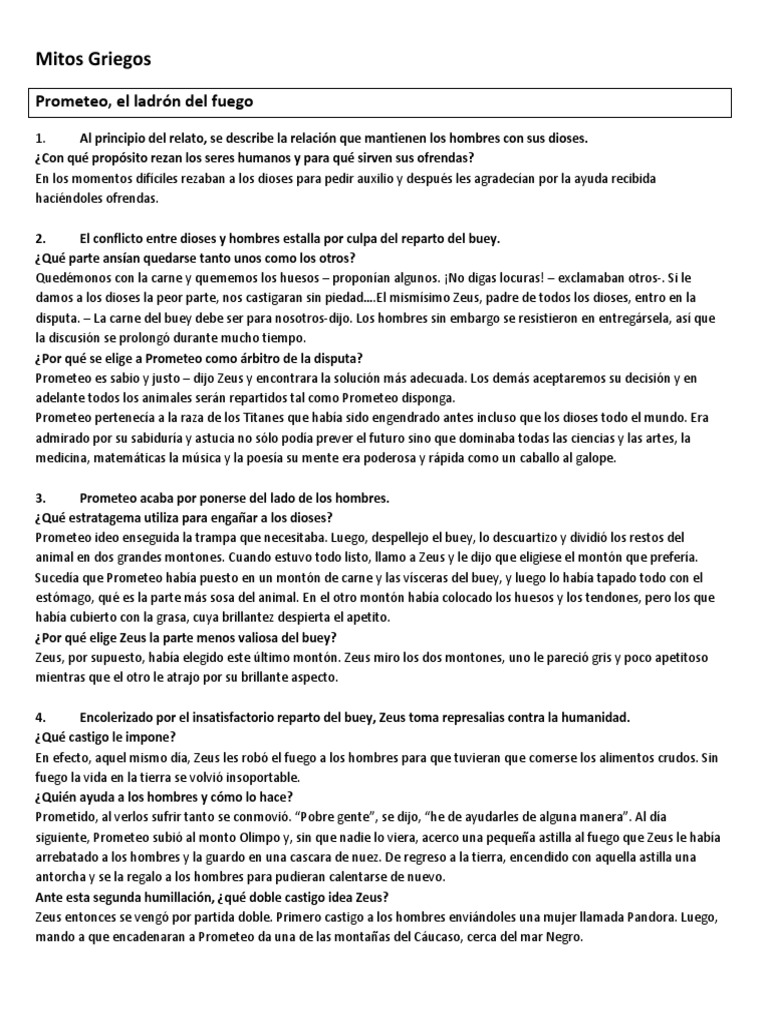 Resumen Del Libro Mitos Griegos Rincon Del Vago Mitos Griegos - Preguntas y Respuestas | PDF | Minotauro | Prometeo