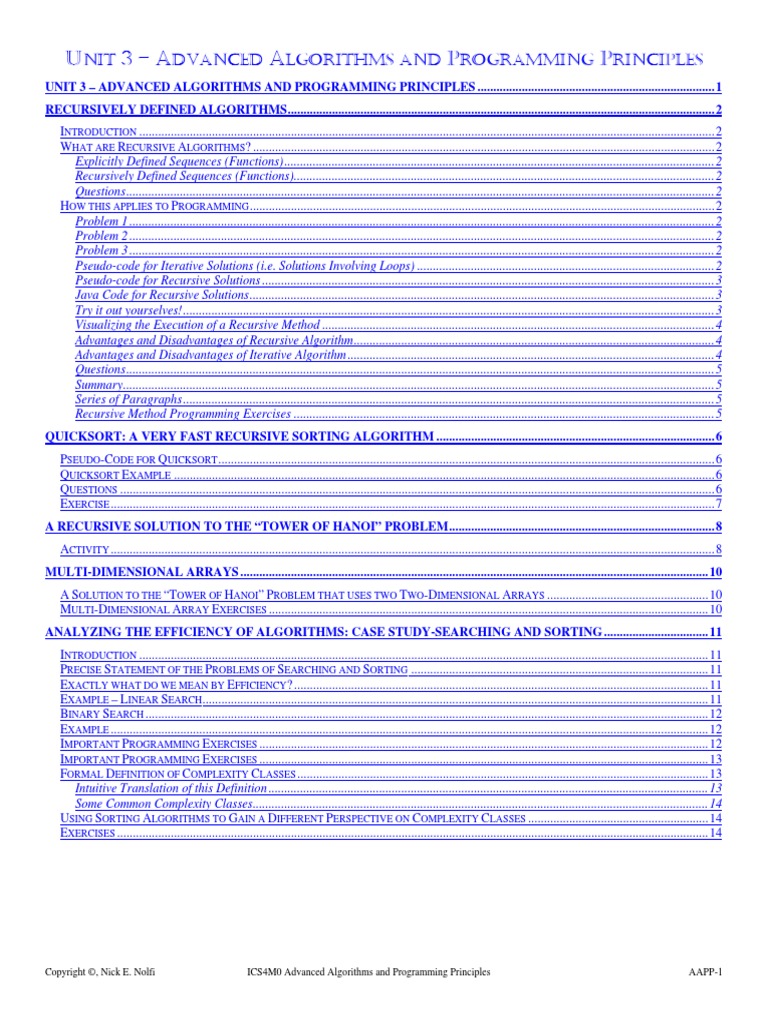 Unit 3 - Advanced Algorithms and Programming Principles | PDF ...