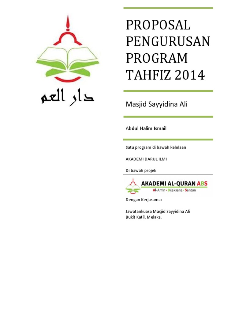 Proposal Pengurusan Program Tahfiz Masjid Saidina Ali | PDF