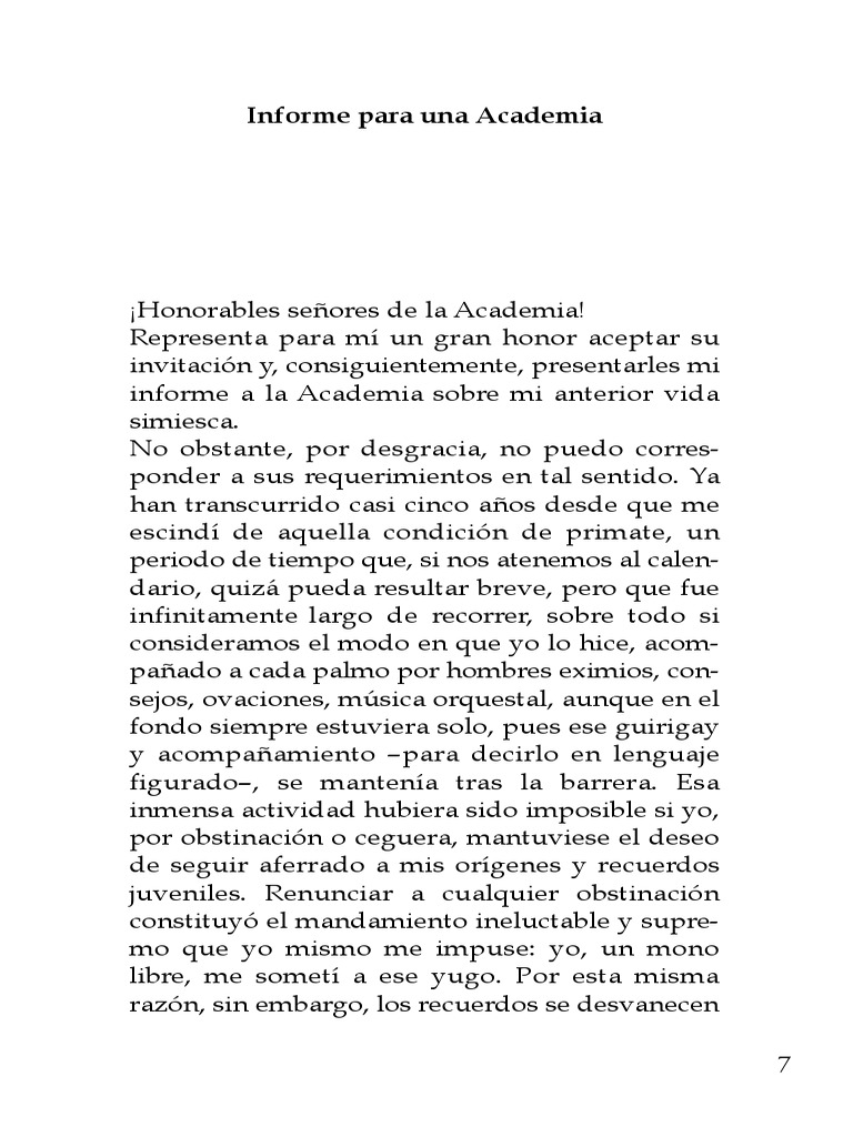 Informe para Una Academia Kafka PDF